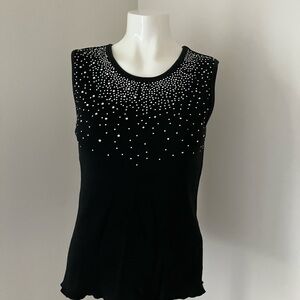 Black Sleeveless Top with Embellishments